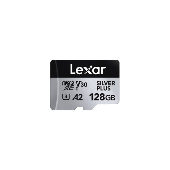 Lexar microSDXC Professional SILVER Plus UHS-I/U3/A2/4K R205/W150 (V30) 128GB (su adapteriu)